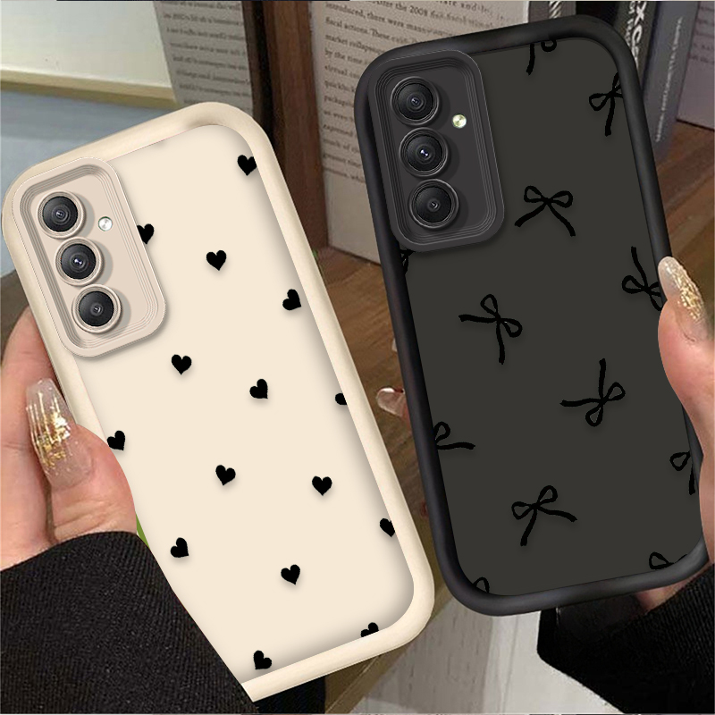 Phone Cases For Samsung - 블랙 러브 하트 보우노트 케이스 (삼성