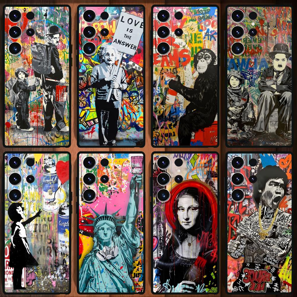 Phone Cases Black - Banksy 낙서 예술 전화 케이스 삼성