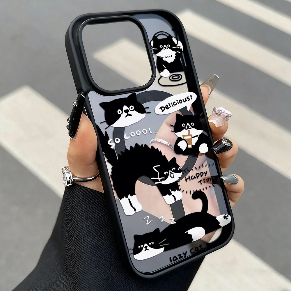 Phone Cases Magsafe - 재미있는 검은 고양이 무선 충전 휴대폰