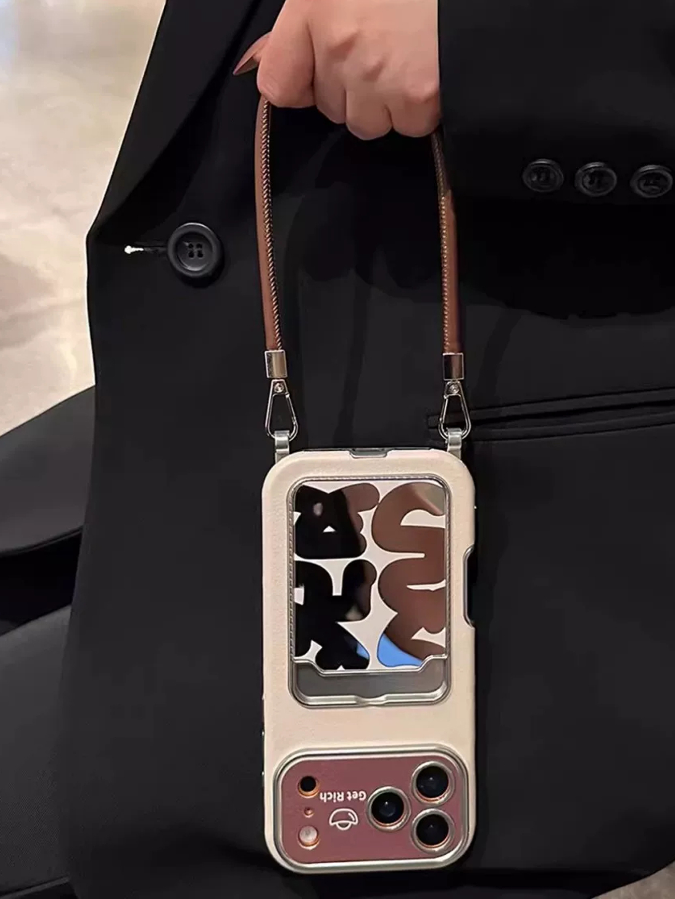 Phone Cases That Hold Cards - 고급 가죽 미러 카드 홀더 손목