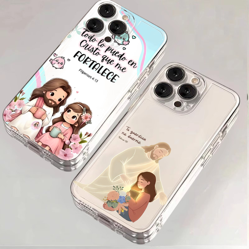 Phone Cases Jesus - 만화 예수와 나 성경 구절 프린트