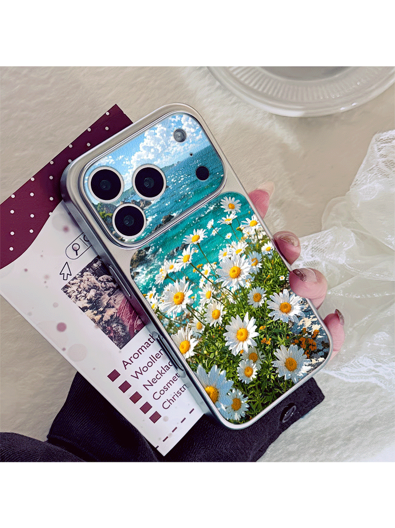 Phone Cases Near - 푸른 바다 옆에 피어나는 데이지 꽃무늬