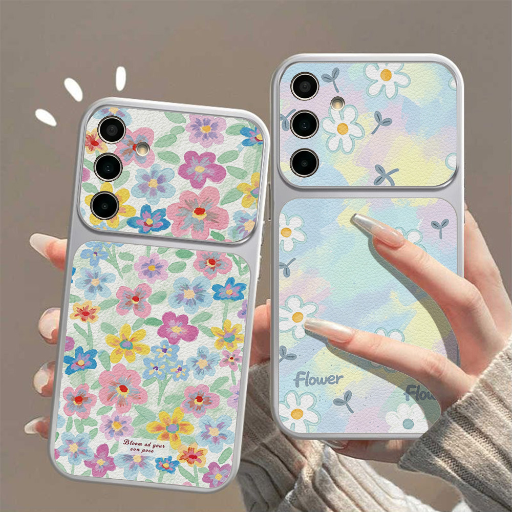 Phone Cases For Samsung - 화려한 꽃무늬 가죽 폰 케이스 (삼성