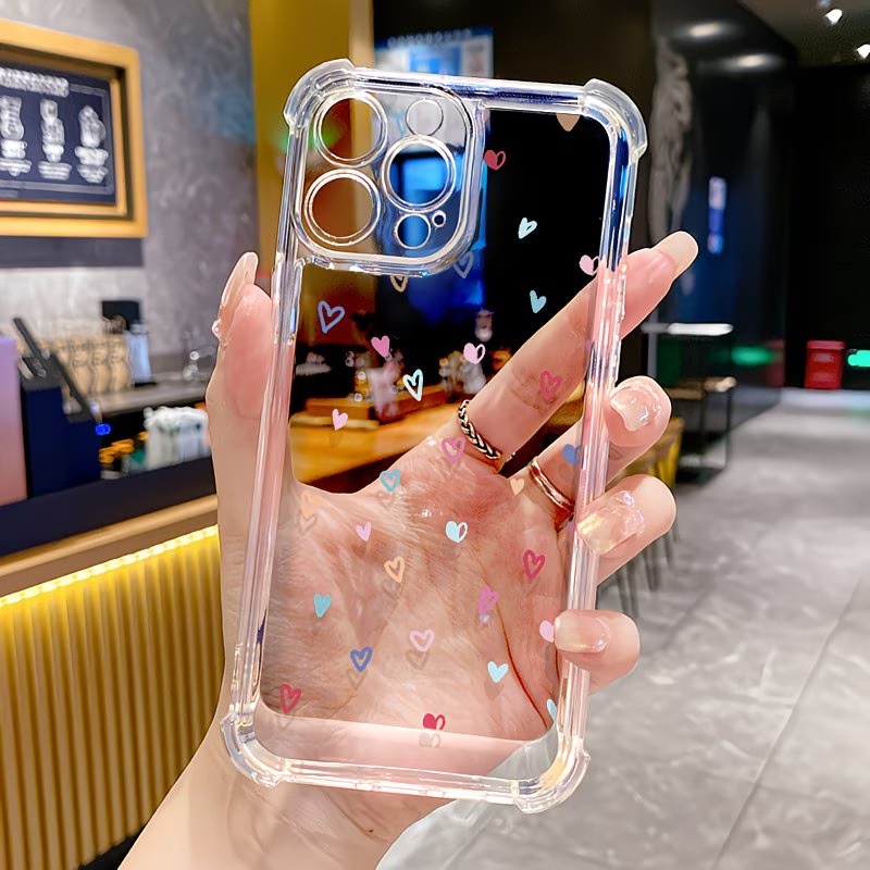 Phone Cases Xr - 투명 코너 범퍼 컬러풀 하트 폰