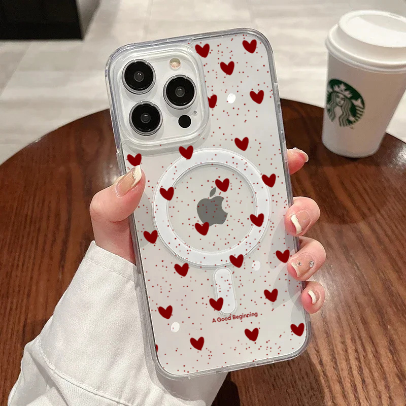 INS 레드 러브 하트 섹시 투명 실리콘 케이스 아이폰 - Phone Cases Magsafe 리뷰 및 가격