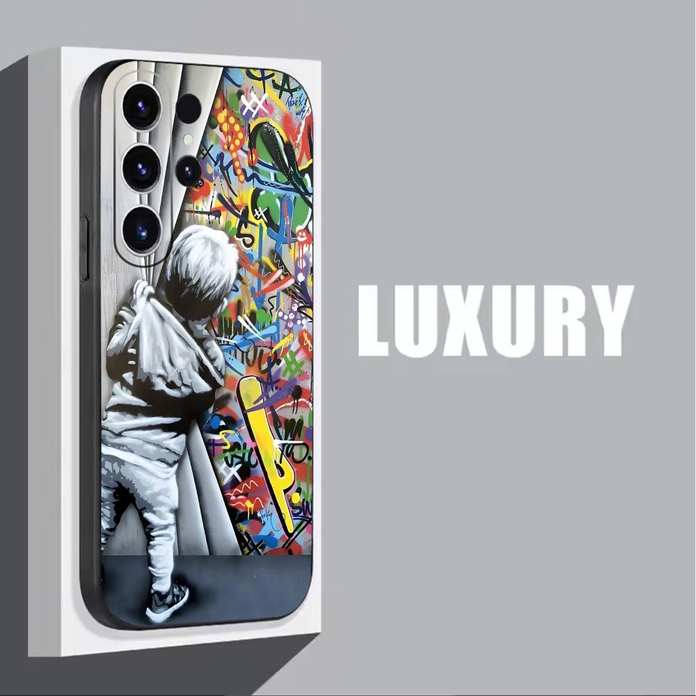 Banksy 낙서 예술 전화 케이스 삼성 갤럭시 S25 - Phone Cases Black 리뷰 및 가격