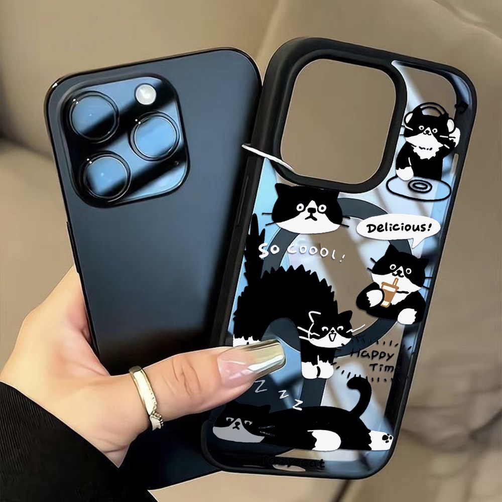 재미있는 검은 고양이 무선 충전 휴대폰 케이스 아이폰  - Phone Cases Magsafe 리뷰 및 가격