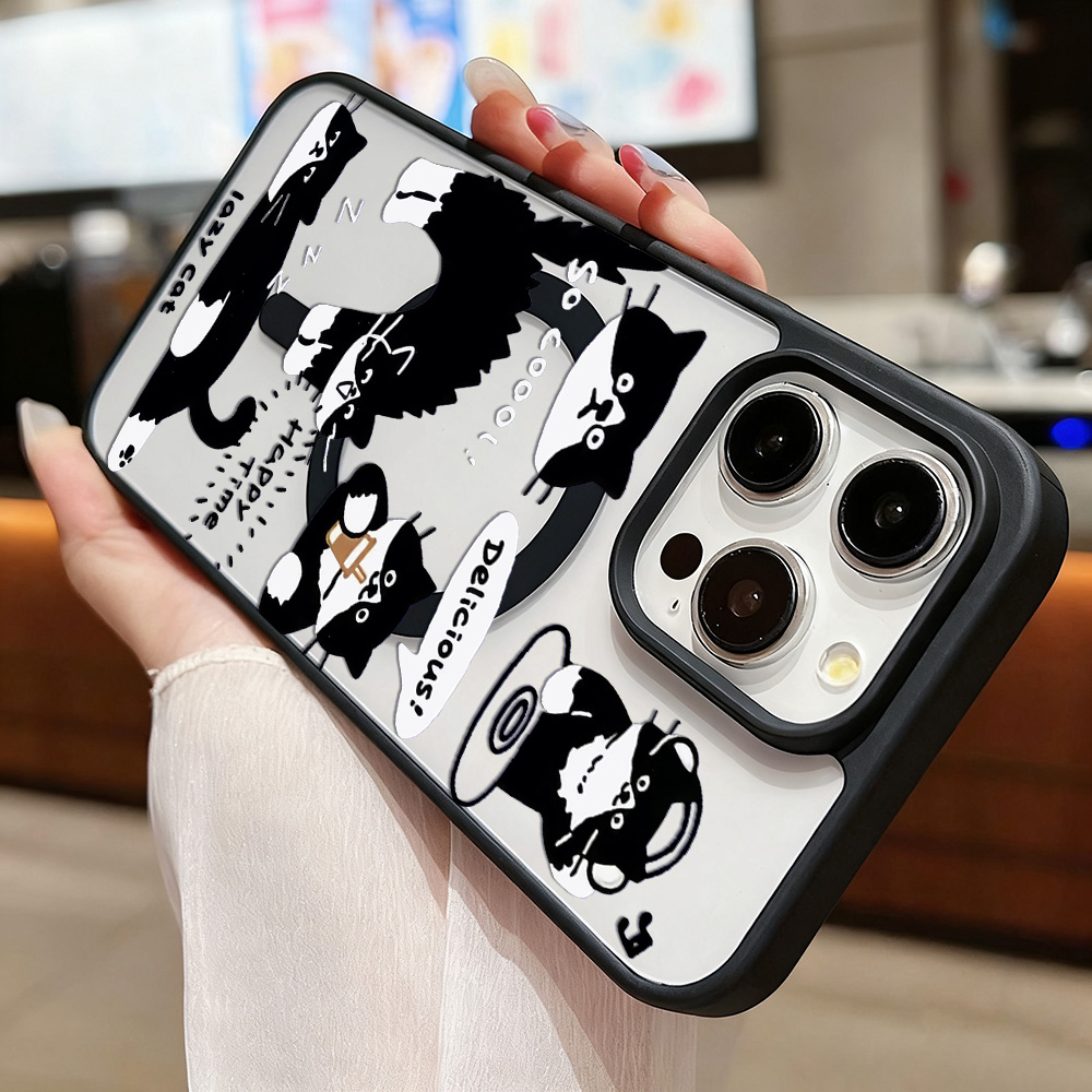 재미있는 검은 고양이 무선 충전 휴대폰 케이스 아이폰  - Phone Cases Magsafe 리뷰 및 가격