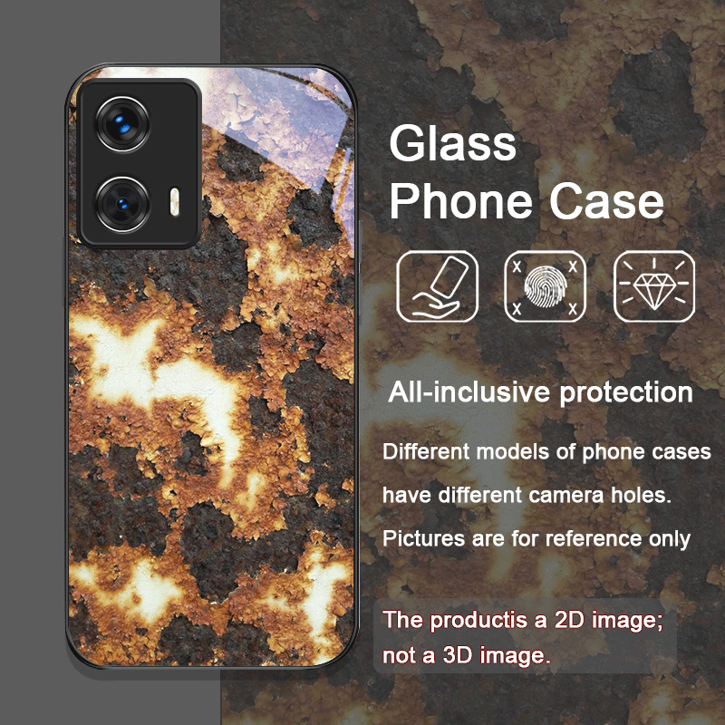 창의적인 녹슨 금속 표면 패턴 강화 유리 폰 케이스 모 - Phone Cases For Motorola 리뷰 및 가격