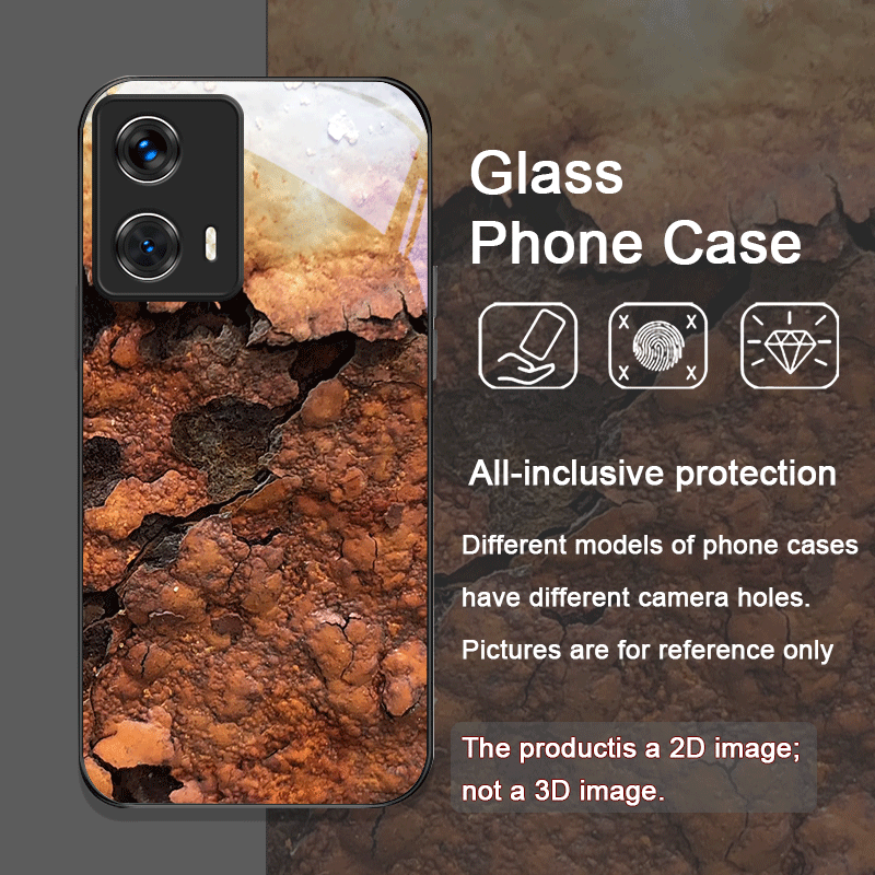 창의적인 녹슨 금속 표면 패턴 강화 유리 폰 케이스 모 - Phone Cases For Motorola 리뷰 및 가격