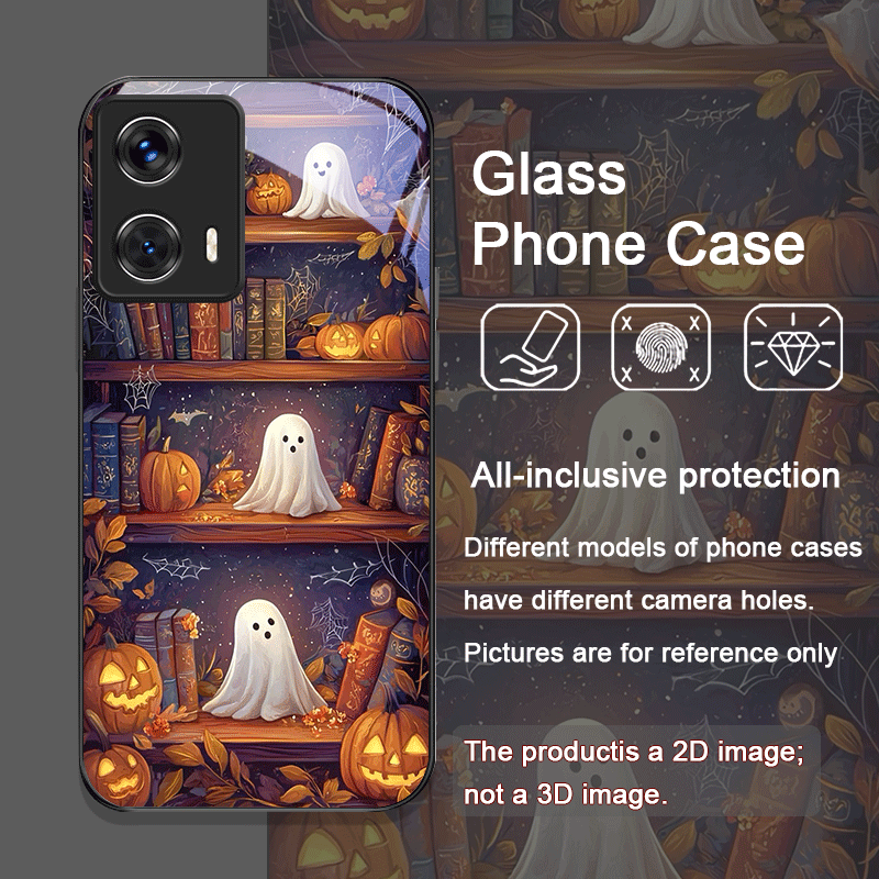 할로윈 호박 유령 책장 강화유리 폰 케이스 (모토로라  - Phone Cases For Motorola 리뷰 및 가격