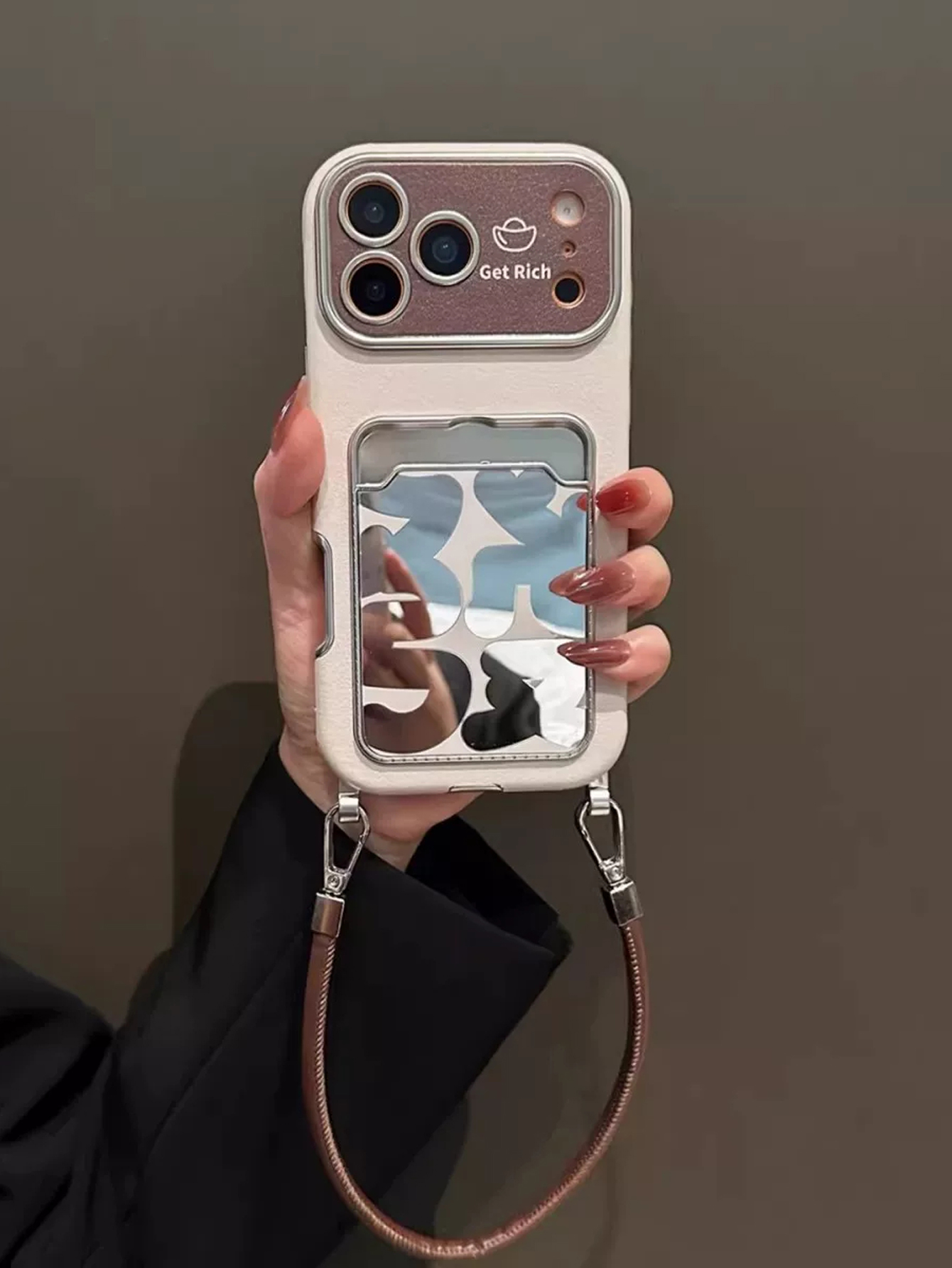 고급 가죽 미러 카드 홀더 손목 스트랩 폰 케이스 (아 - Phone Cases That Hold Cards 리뷰 및 가격