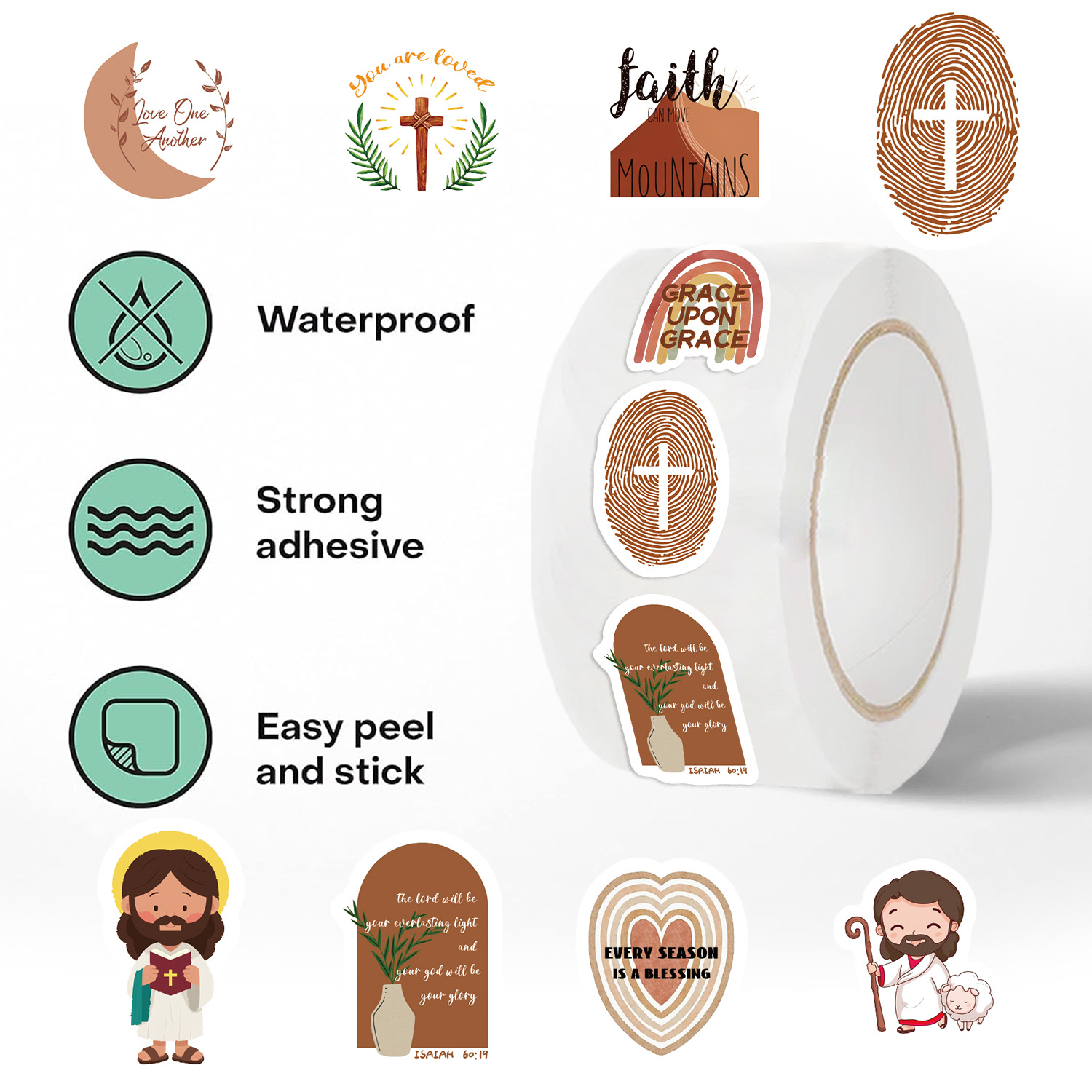 500개/롤 예수 스티커 고급 계정 용품 휴대폰 케이스 - Phone Cases Jesus 리뷰 및 가격