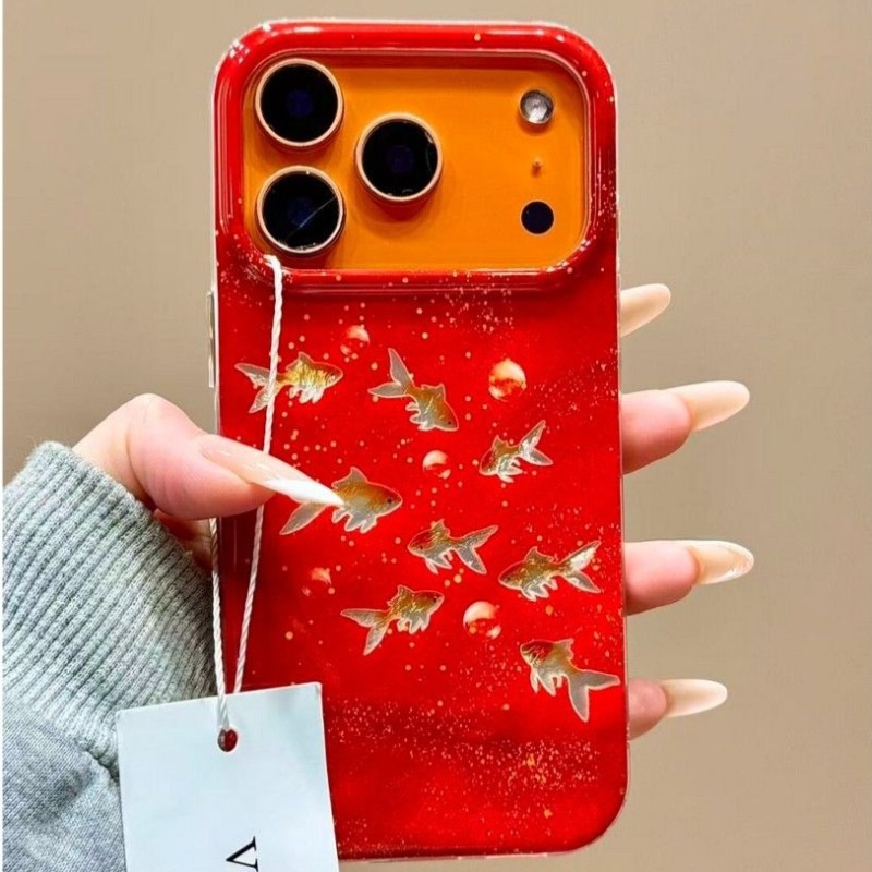 행운의 붉은 반짝이 금붕어 & 버블 포춘 참 벨 펜던트 - Phone Cases Redbubble 리뷰 및 가격
