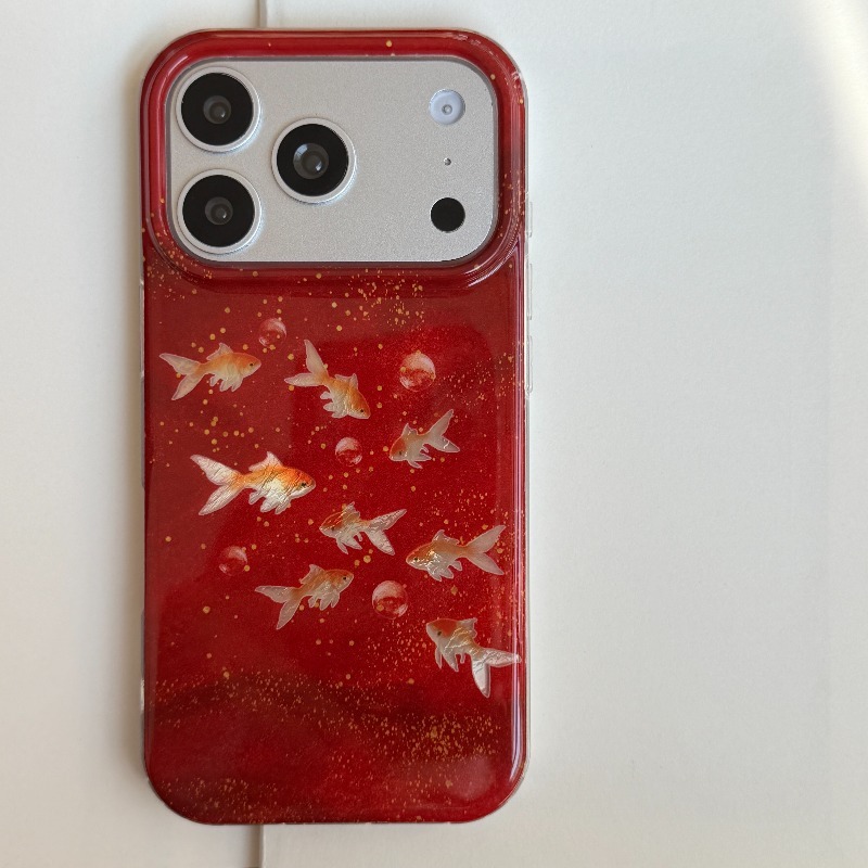 행운의 붉은 반짝이 금붕어 & 버블 포춘 참 벨 펜던트 - Phone Cases Redbubble 리뷰 및 가격
