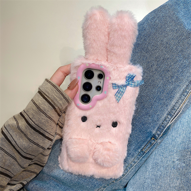 코렌 3D 만화 리본 토끼 귀 따뜻한 털 플러시 폰 케 - Phone Cases For Samsung 리뷰 및 가격