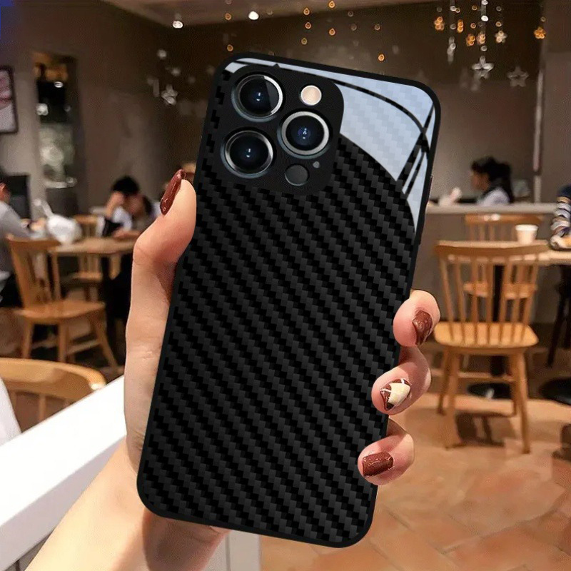 블랙 카본 파이버 텍스처 패턴 강화유리 블랙 폰 케이스 - Phone Cases Rimowa 리뷰 및 가격