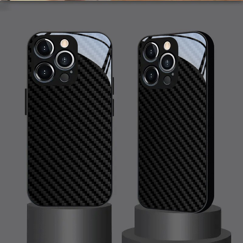 블랙 카본 파이버 텍스처 패턴 강화유리 블랙 폰 케이스 - Phone Cases Rimowa 리뷰 및 가격