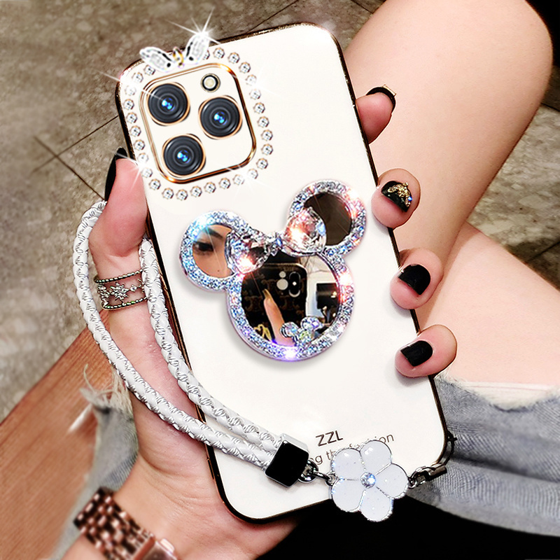 럭셔리 글리터 다이아몬드 만화 화장대 거울 휴대폰 케이 - Phone Cases Rimowa 리뷰 및 가격