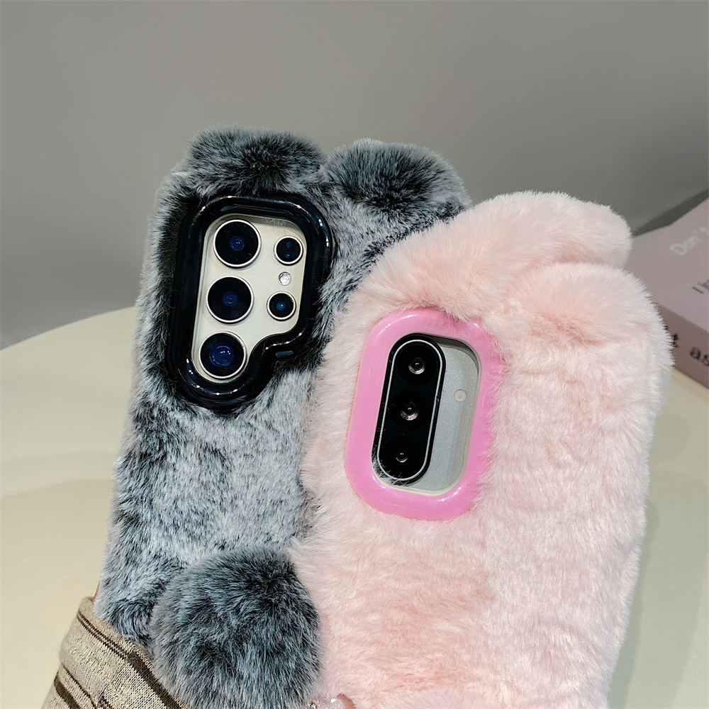 귀여운 토끼 귀 플러피 스탠드 폰 케이스 삼성 갤럭시  - Phone Cases For Samsung 리뷰 및 가격