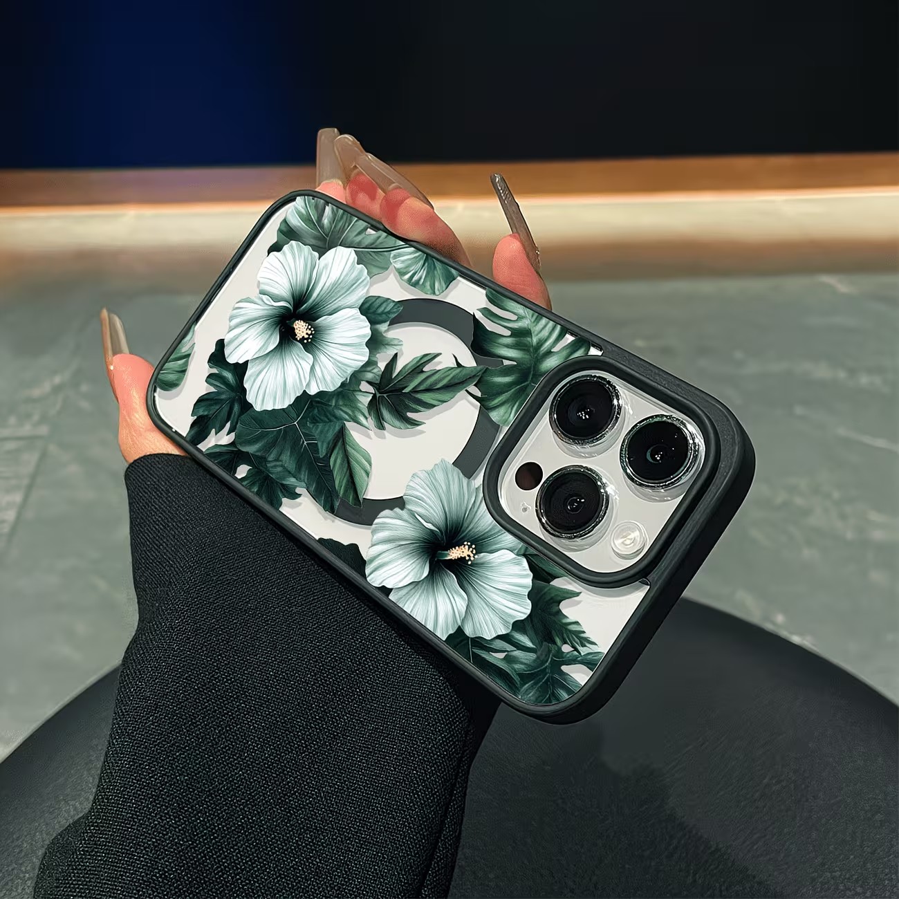 그린 플로럴 프린트 폰 케이스 (아이폰 17, 16,  - Phone Cases Magsafe 리뷰 및 가격