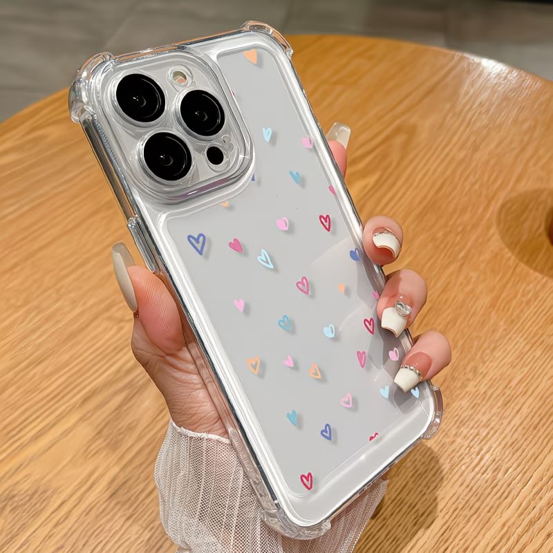 투명 코너 범퍼 컬러풀 하트 폰 케이스 (아이폰 17, - Phone Cases Xr 리뷰 및 가격